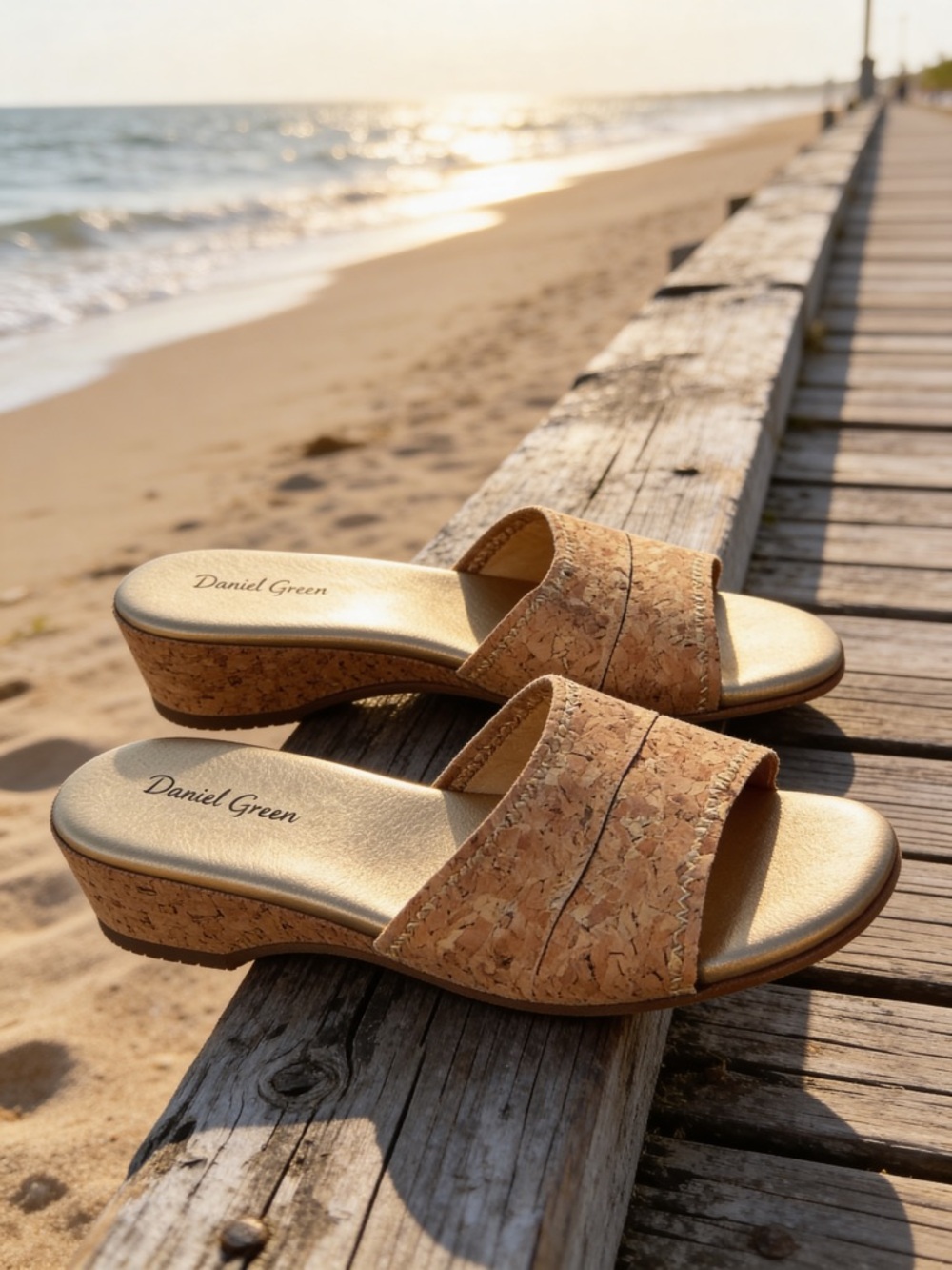 Daniel Green Cork Slide Sandals in Natural Cork